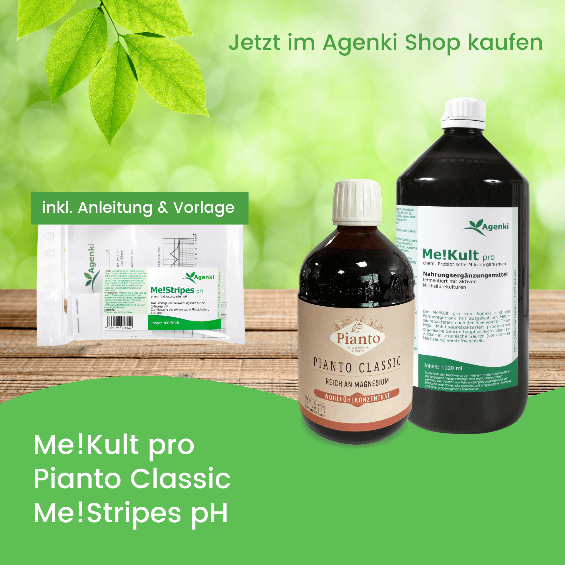 Me!Kult pro Mikroorganismen, Pianto Classic & Me!Stripes pH pH Wert Urin Teststreifen - Agenki