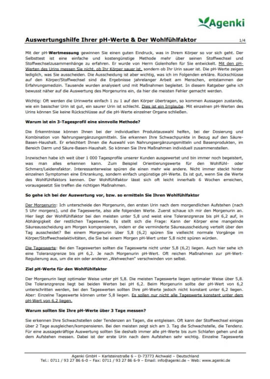 Auswertungshilfe Ihrer pH-Wertmessung und der Wohlfühlfaktor