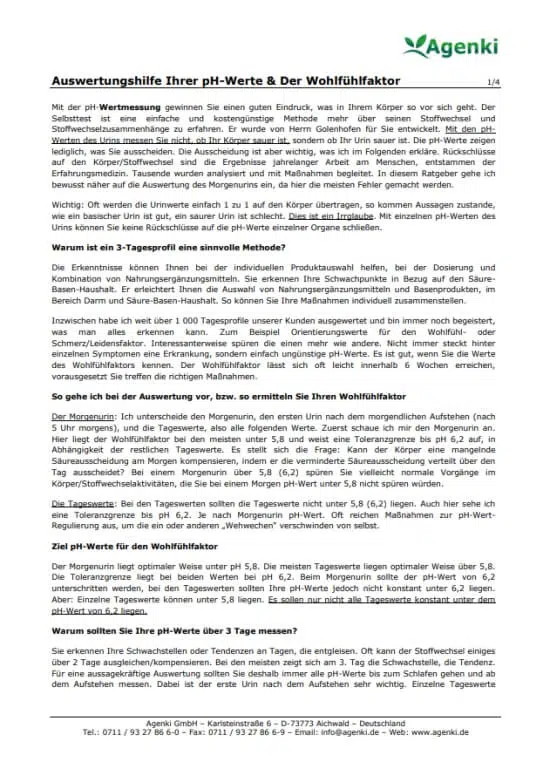 Auswertungshilfe Ihrer pH-Wertmessung und der Wohlfühlfaktor